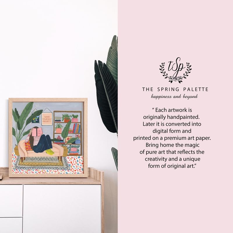 The Spring Palette | Make Yourself A Priority - Modern Wall Painting | Self Love Theme | Modern Art Painting For Living Room Bed